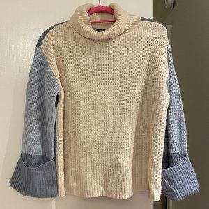 Blue & Cream Turtle Neck Sweater